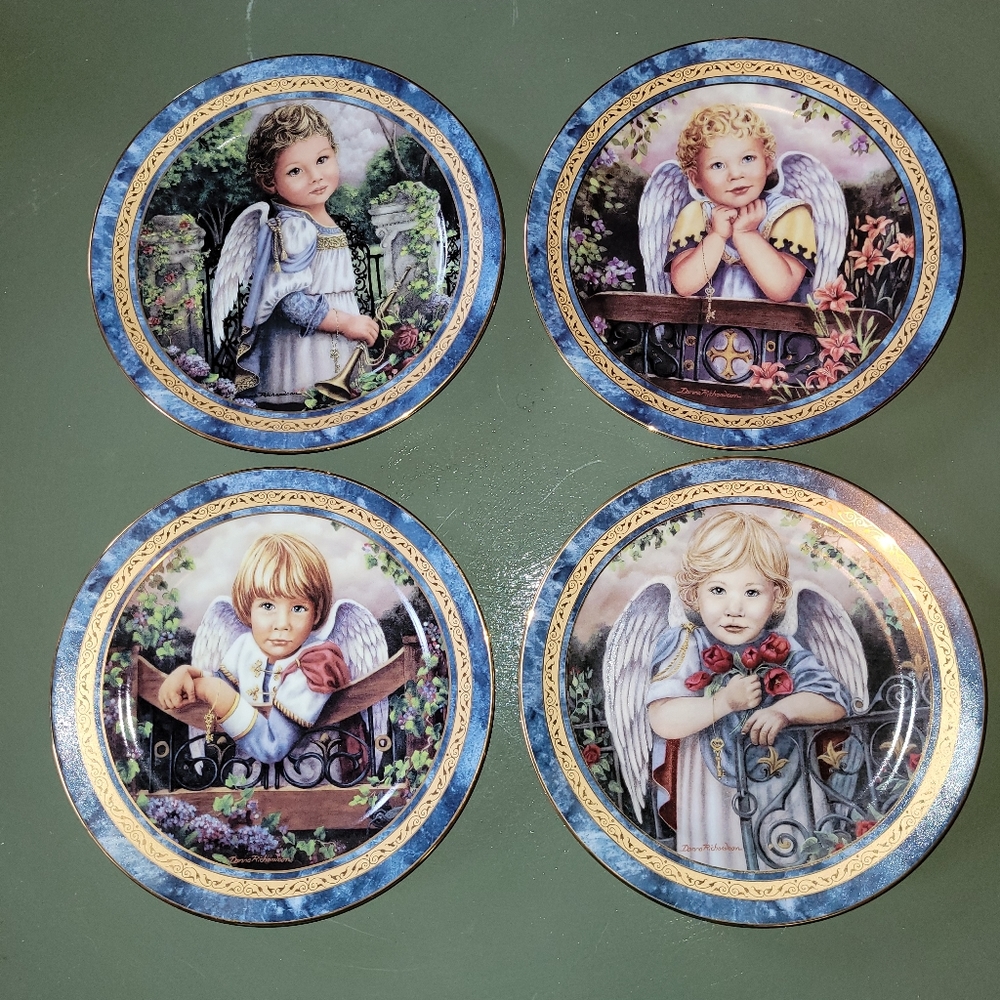 VTG Tender Gatekeepers Cherubic Boy Angel Bradford Exchange 4 Plate Love Series